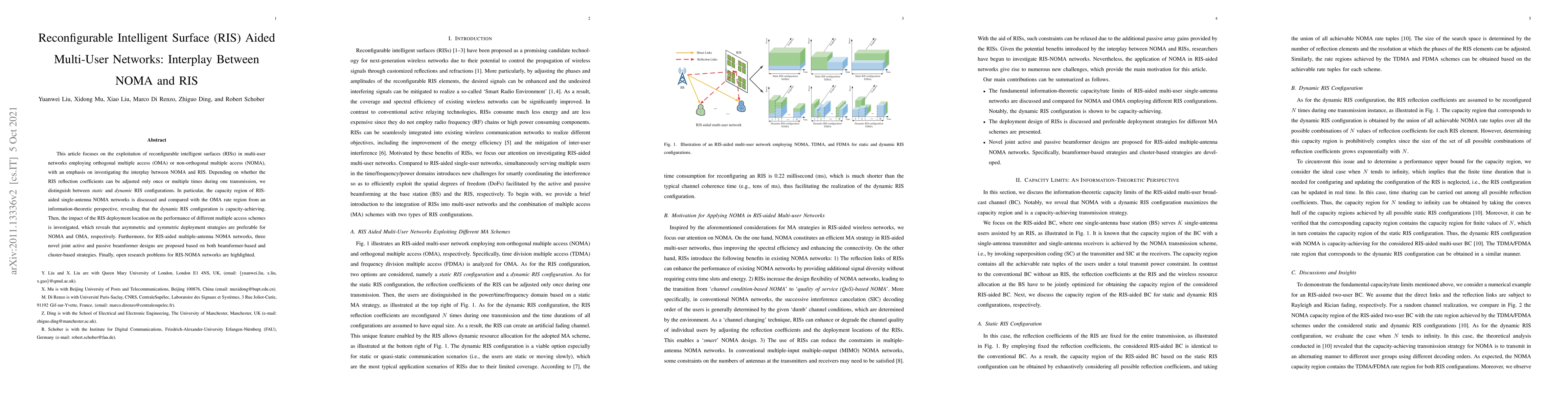 Thumbnail for Reconfigurable Intelligent Surface (RIS) Aided Multi-User Networks:
  Interplay Between NOMA and RIS