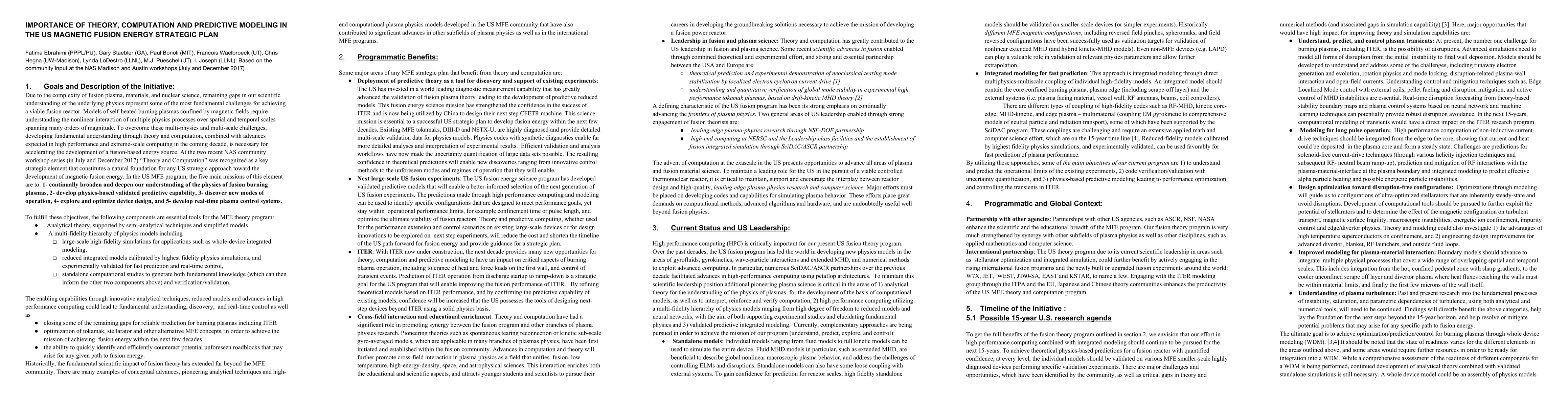 Thumbnail for Importance of theory, computation and predictive modeling in the US
  magnetic fusion energy strategic plan