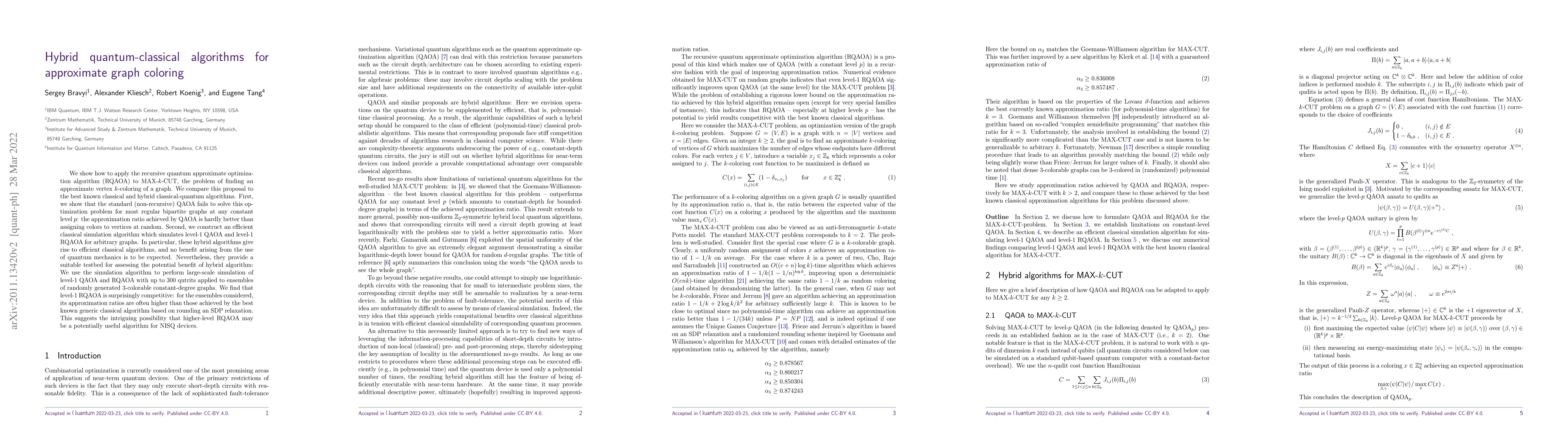 Thumbnail for Hybrid quantum-classical algorithms for approximate graph coloring