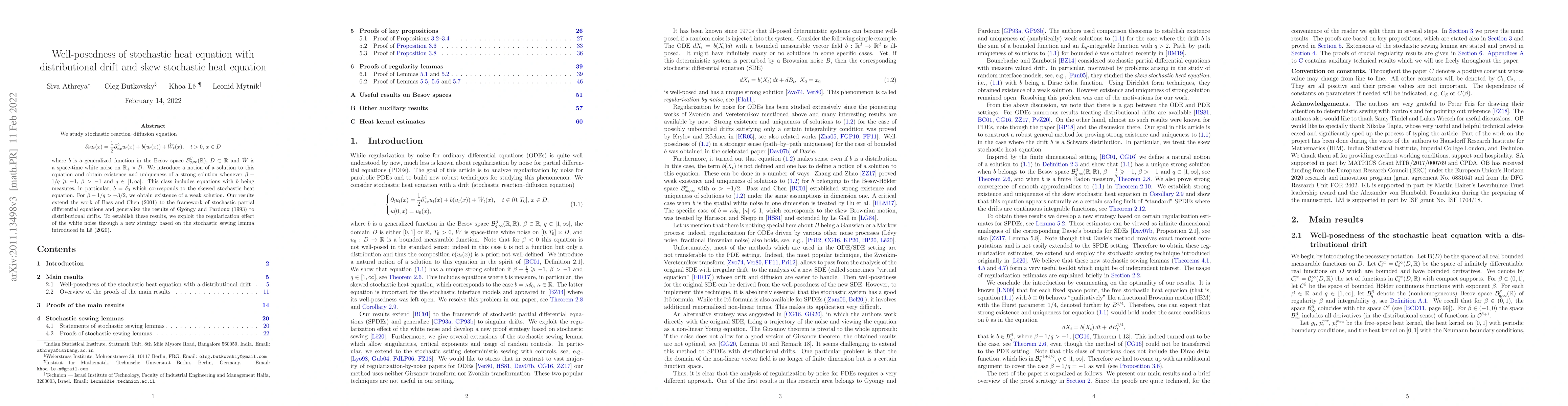 Thumbnail for Well-posedness of stochastic heat equation with distributional drift and
  skew stochastic heat equation