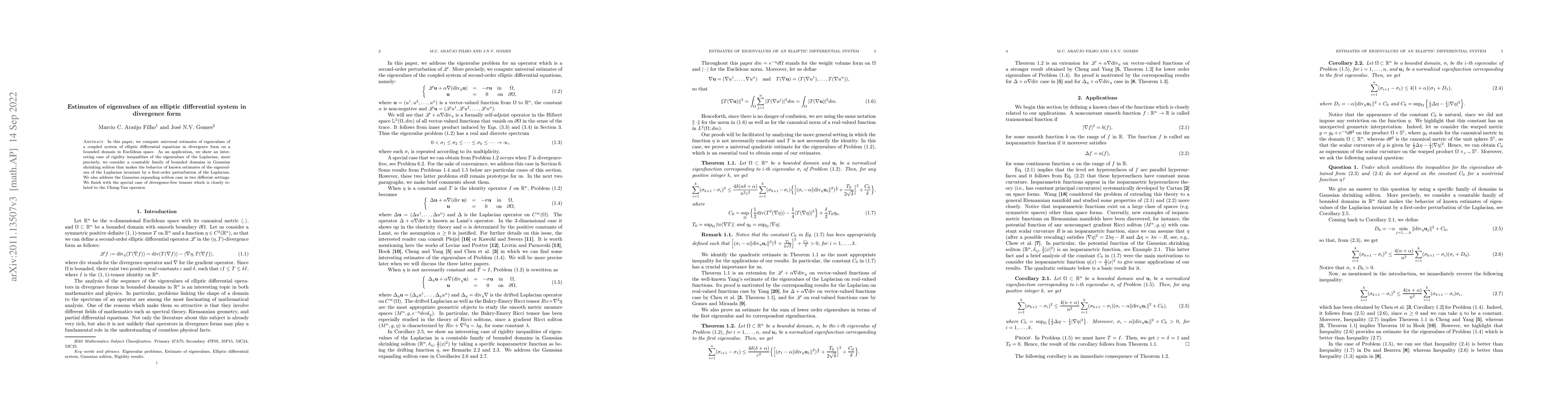 Thumbnail for Estimates of eigenvalues of an elliptic differential system in
  divergence form