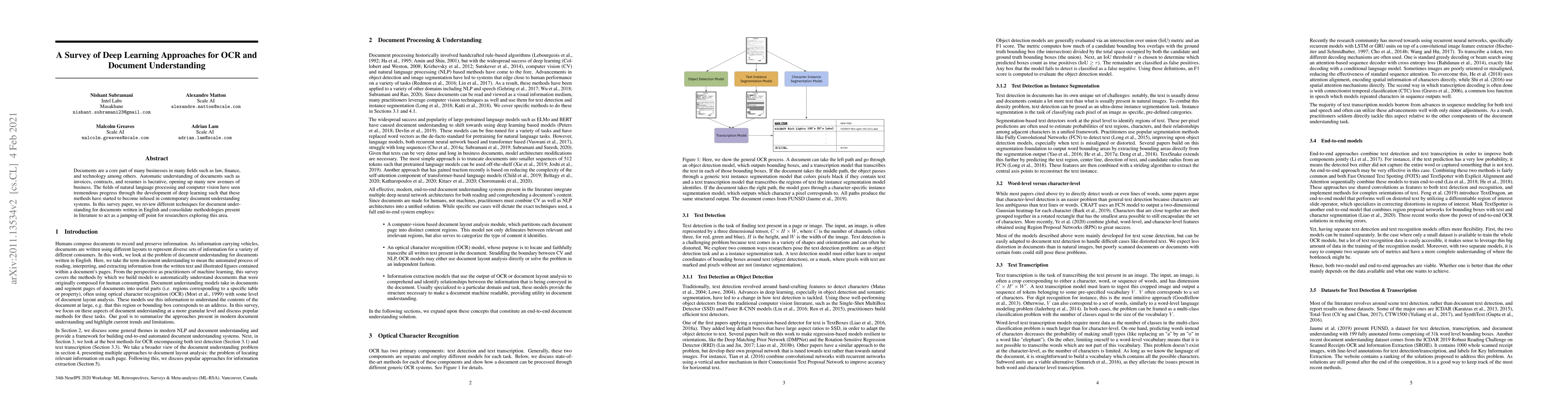 Thumbnail for A Survey of Deep Learning Approaches for OCR and Document Understanding