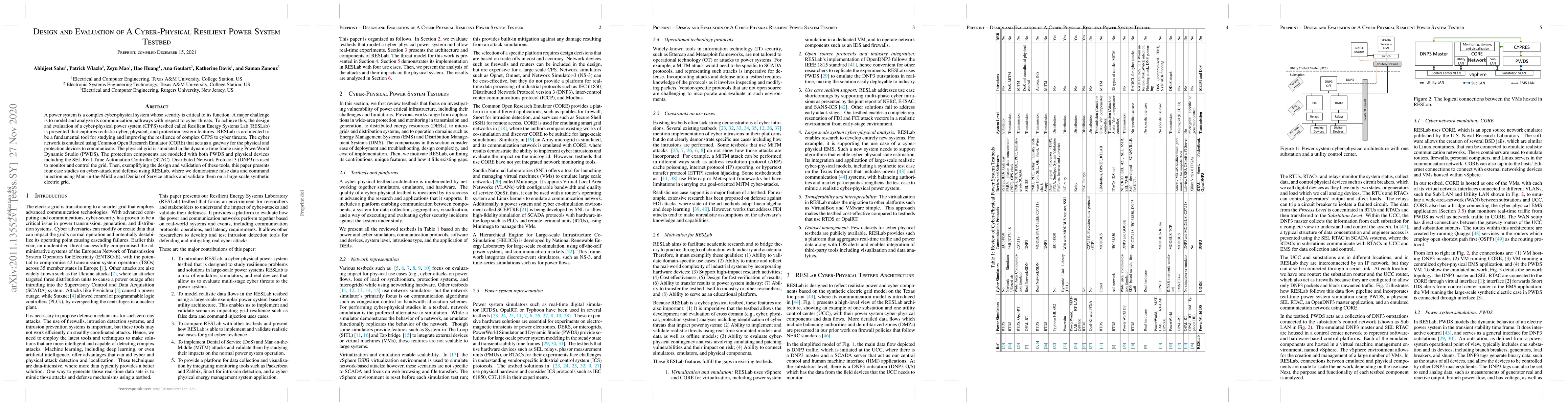 Thumbnail for Design and Evaluation of A Cyber-Physical Resilient Power System Testbed