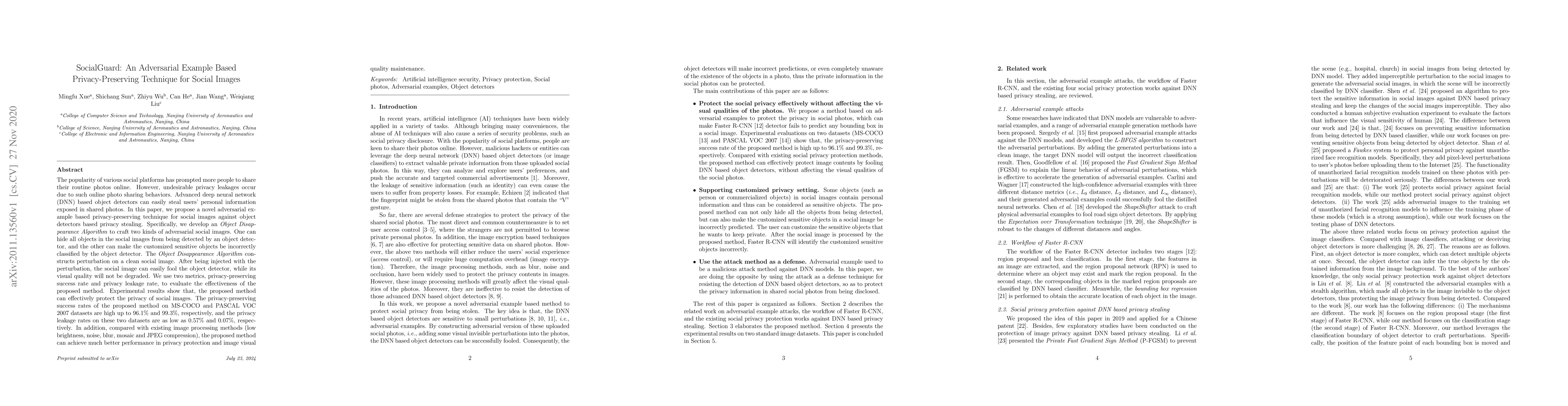 Thumbnail for SocialGuard: An Adversarial Example Based Privacy-Preserving Technique
  for Social Images