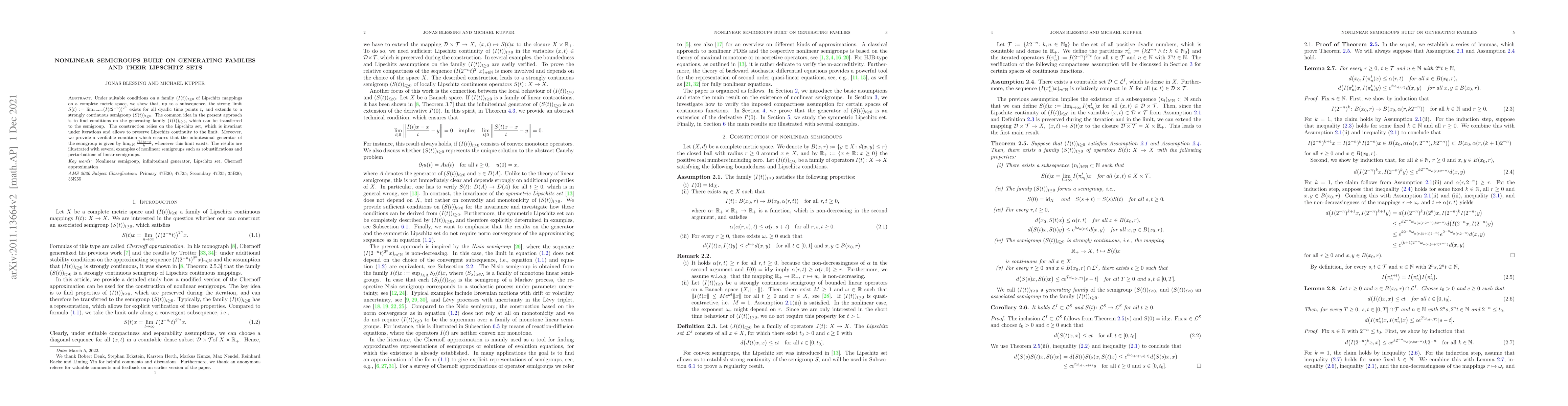 Thumbnail for Nonlinear semigroups built on generating families and their Lipschitz
  sets
