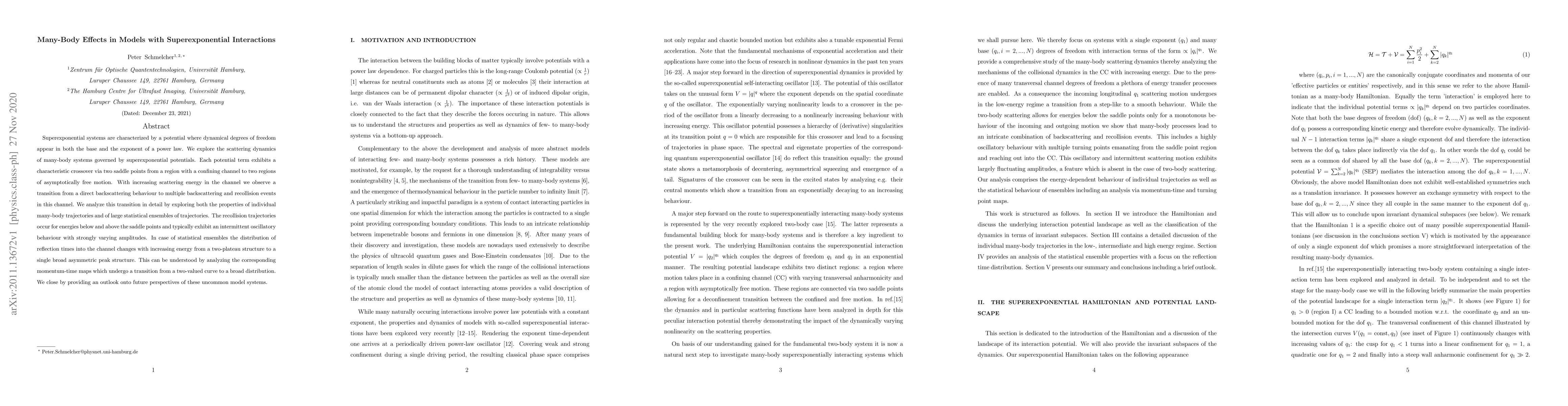 Thumbnail for Many-Body Effects in Models with Superexponential Interactions