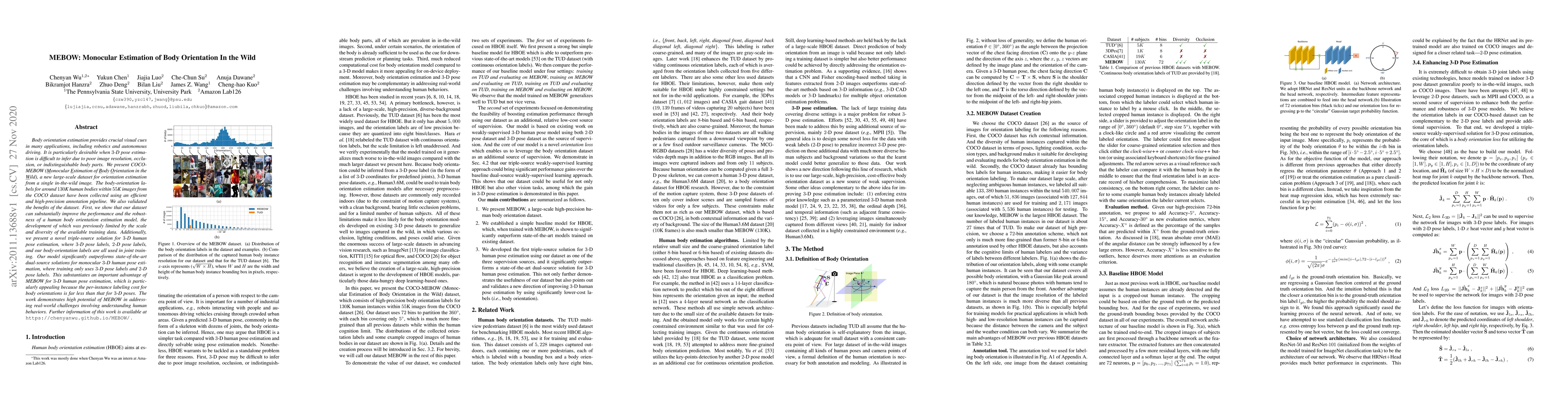 Thumbnail for MEBOW: Monocular Estimation of Body Orientation In the Wild