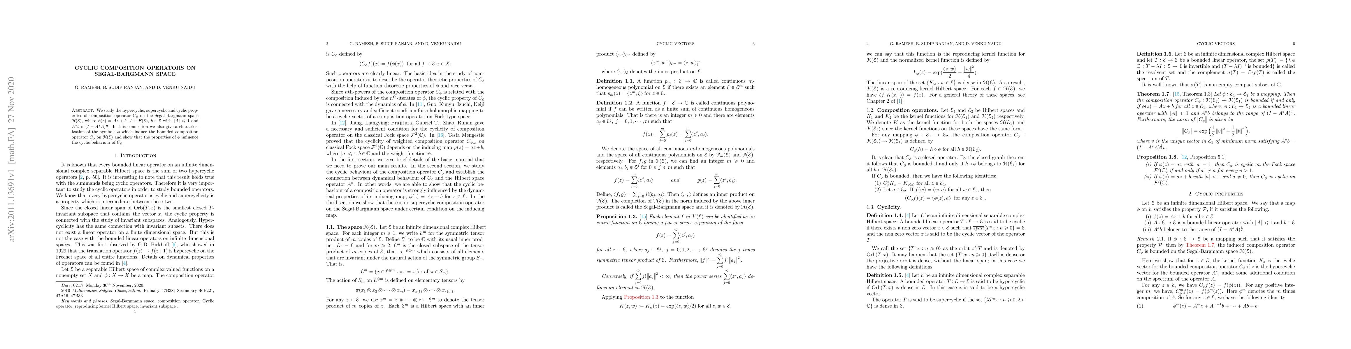 Thumbnail for Cyclic Composition Operators on Segal-Bargmann space