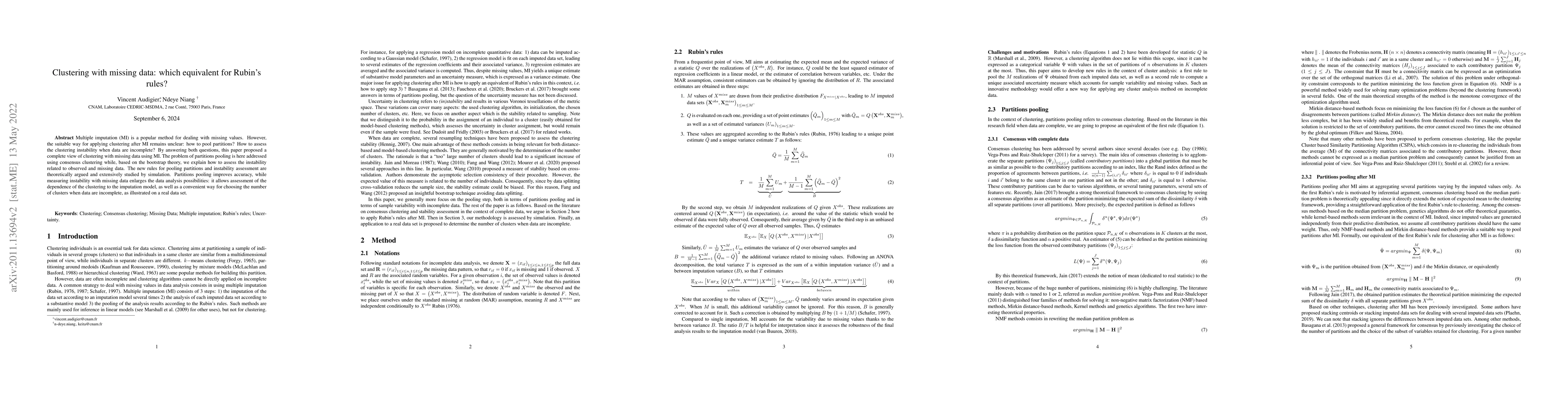 Thumbnail for Clustering with missing data: which equivalent for Rubin's rules?