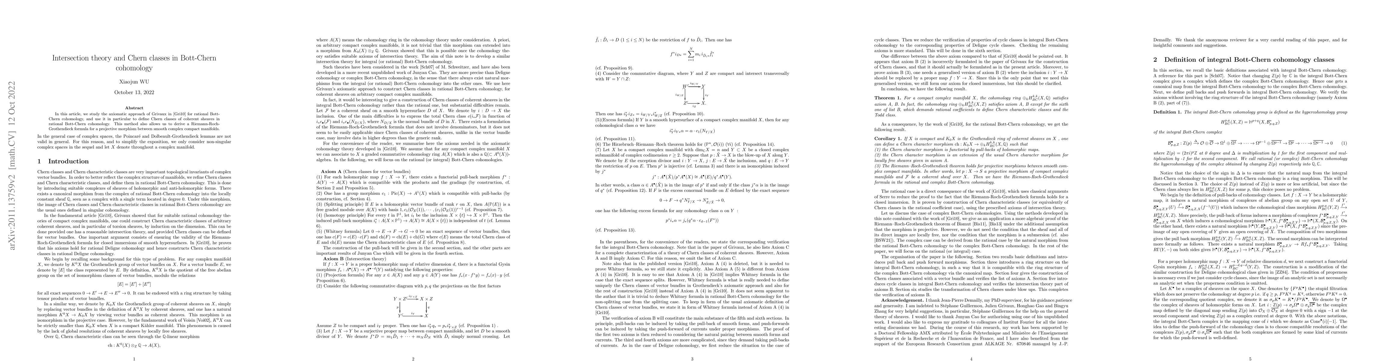 Thumbnail for Intersection theory and Chern classes in Bott-Chern cohomology