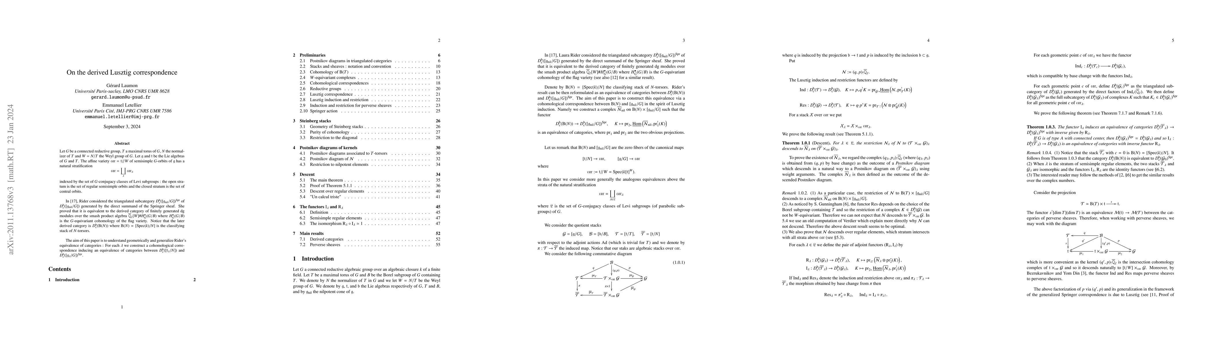 Thumbnail for On the derived Lusztig correspondence