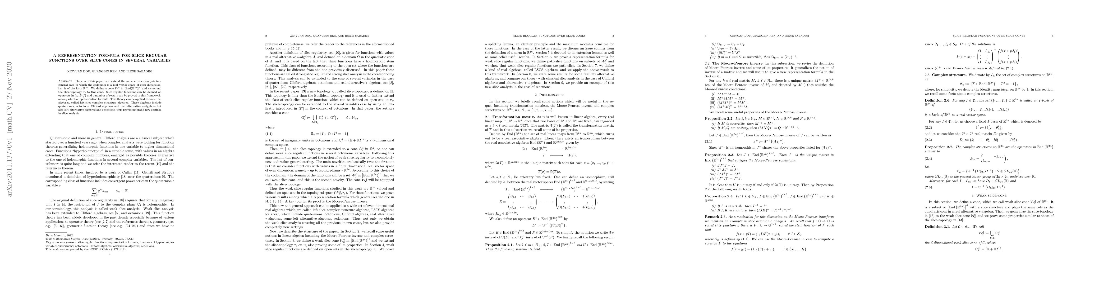 Thumbnail for A representation formula for slice regular functions over slice-cones in
  several variables