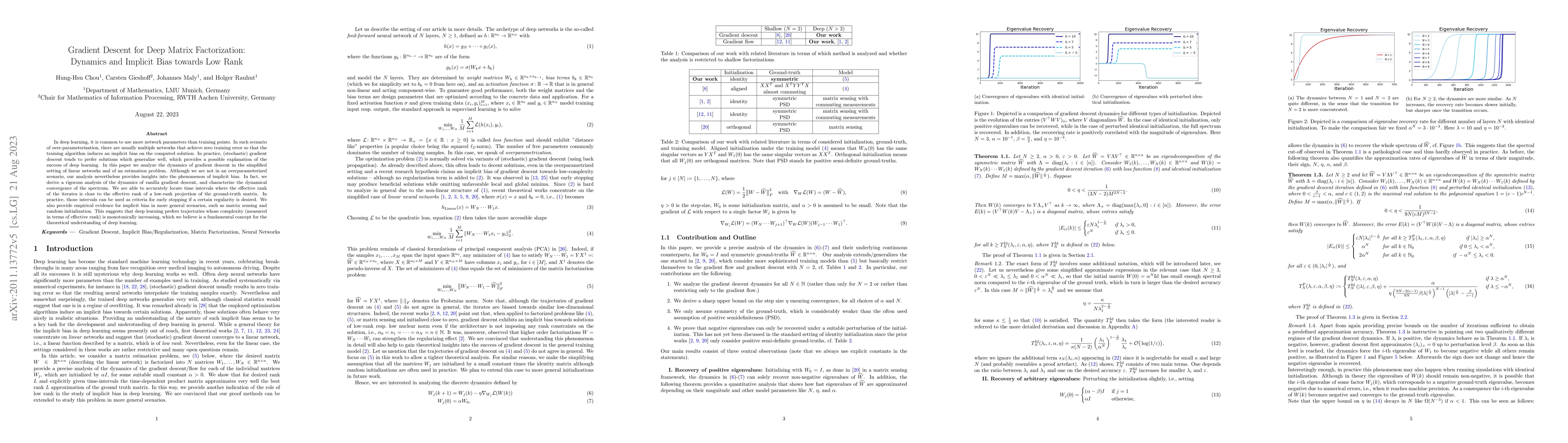 Thumbnail for Gradient Descent for Deep Matrix Factorization: Dynamics and Implicit
  Bias towards Low Rank