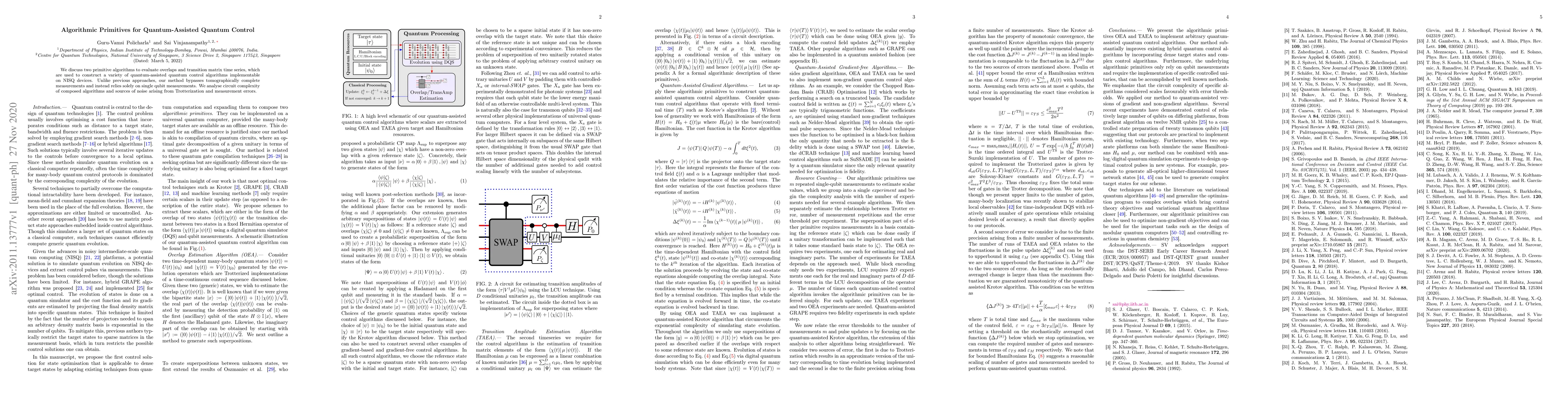Thumbnail for Algorithmic Primitives for Quantum-Assisted Quantum Control