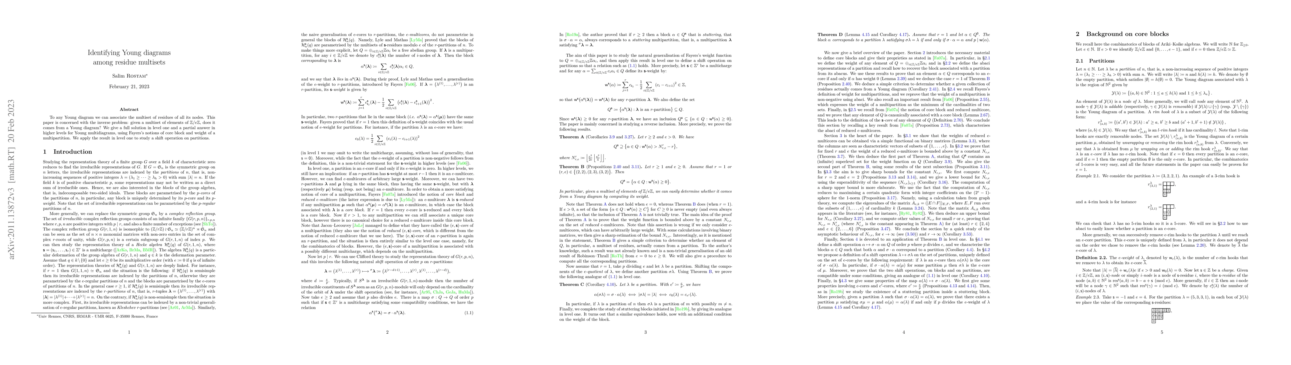 Thumbnail for Identifying Young diagrams among residue multisets
