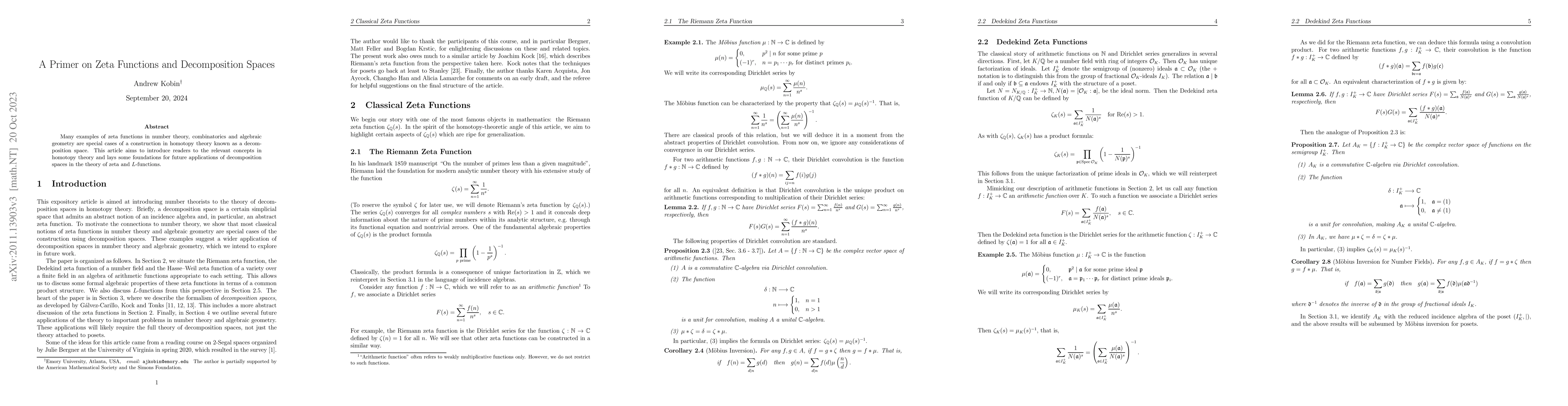 Thumbnail for A Primer on Zeta Functions and Decomposition Spaces