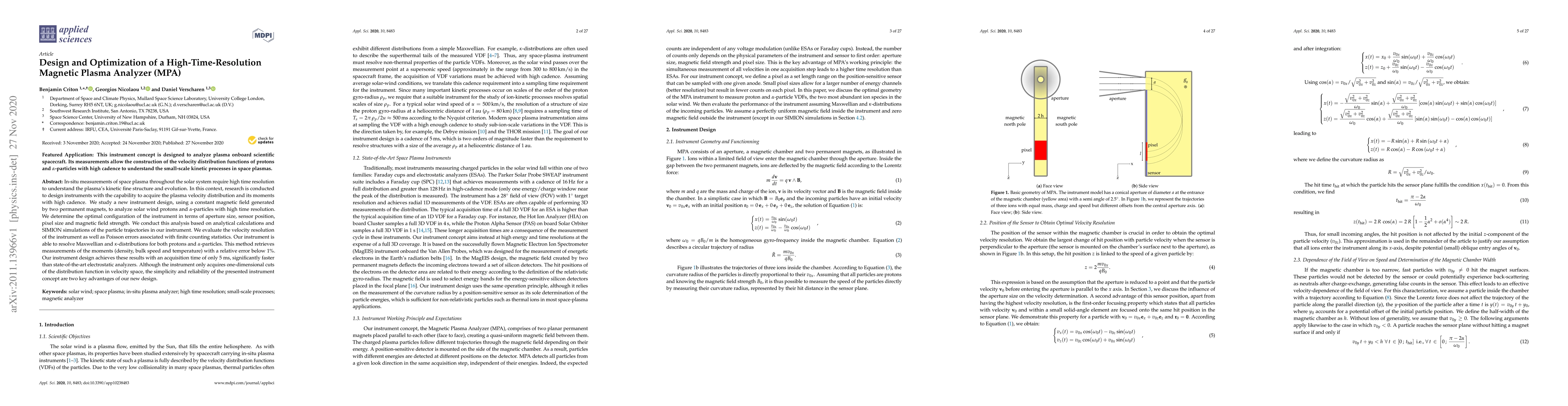 Thumbnail for Design and Optimization of a High-Time-Resolution Magnetic Plasma
  Analyzer (MPA)
