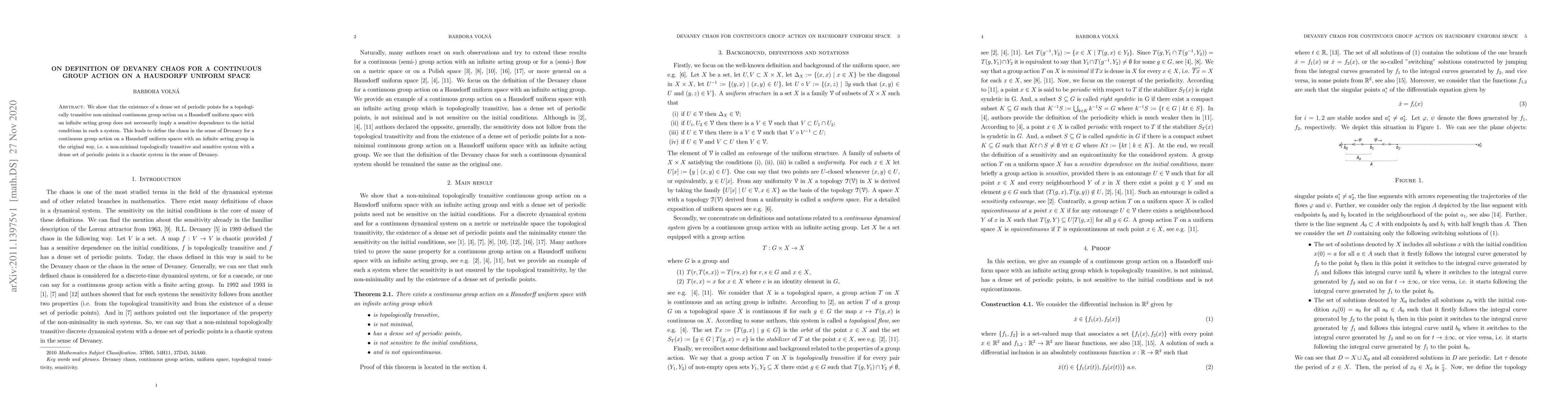 Thumbnail for On definition of Devaney chaos for a continuous group action on a
  Hausdorff uniform space