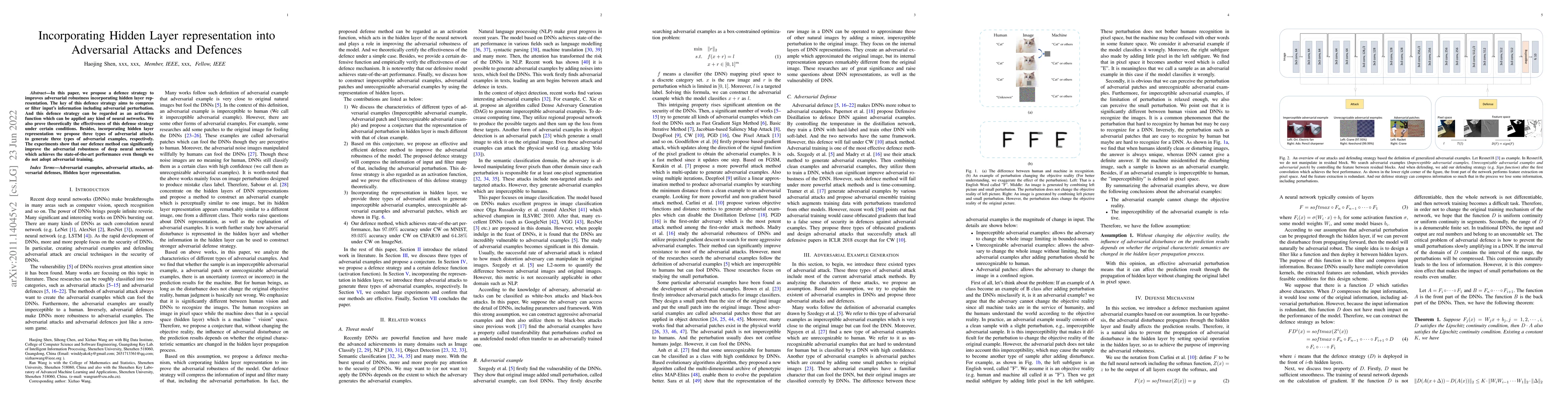 Thumbnail for Incorporating Hidden Layer representation into Adversarial Attacks and
  Defences