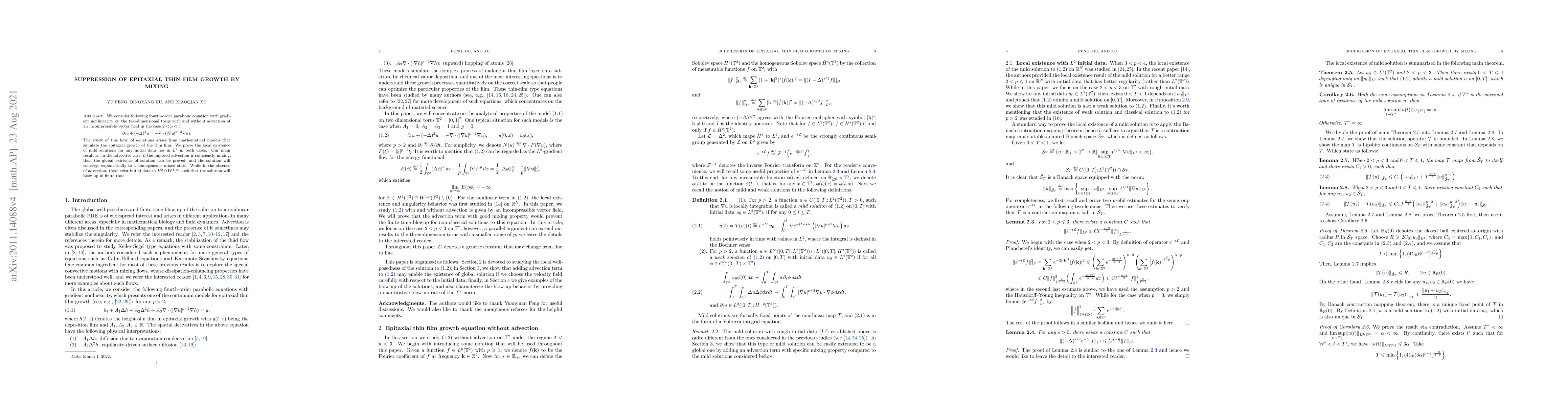 Thumbnail for Suppression of epitaxial thin film growth by mixing