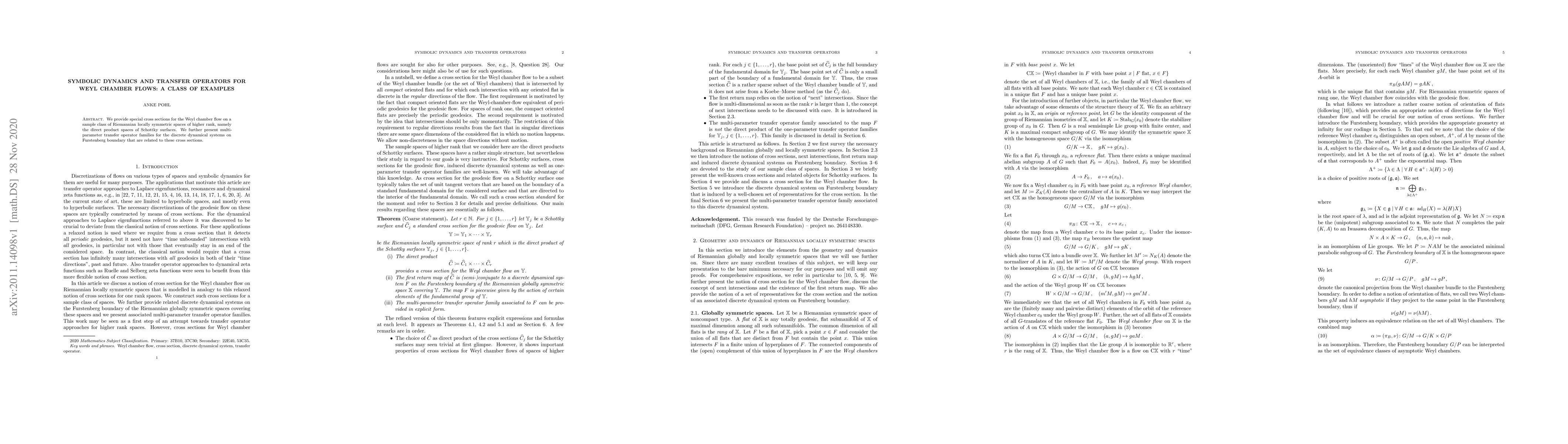Thumbnail for Symbolic dynamics and transfer operators for Weyl chamber flows: a class
  of examples
