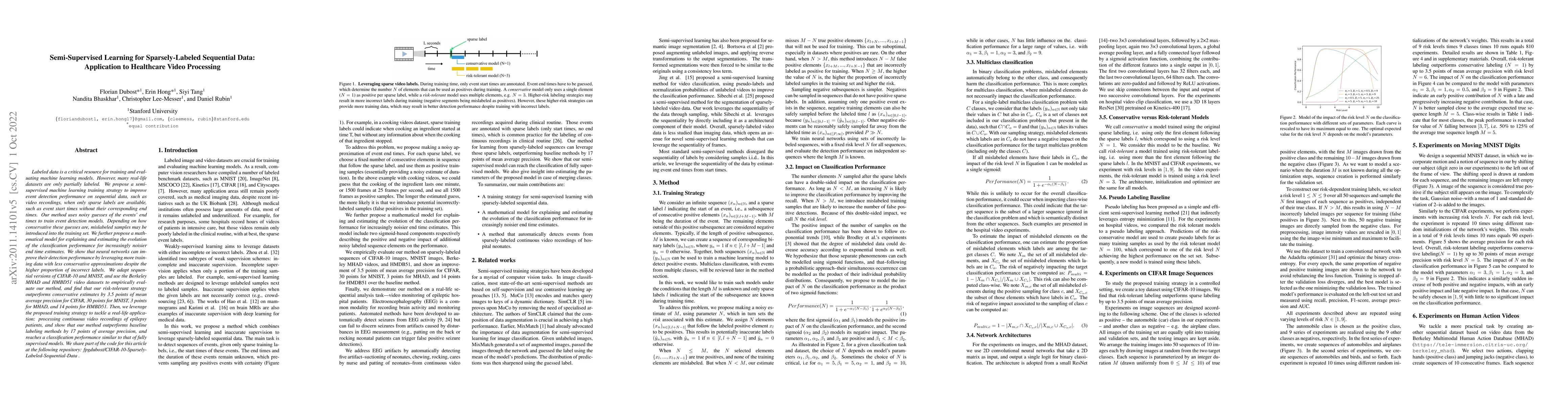 Thumbnail for Semi-Supervised Learning for Sparsely-Labeled Sequential Data:
  Application to Healthcare Video Processing