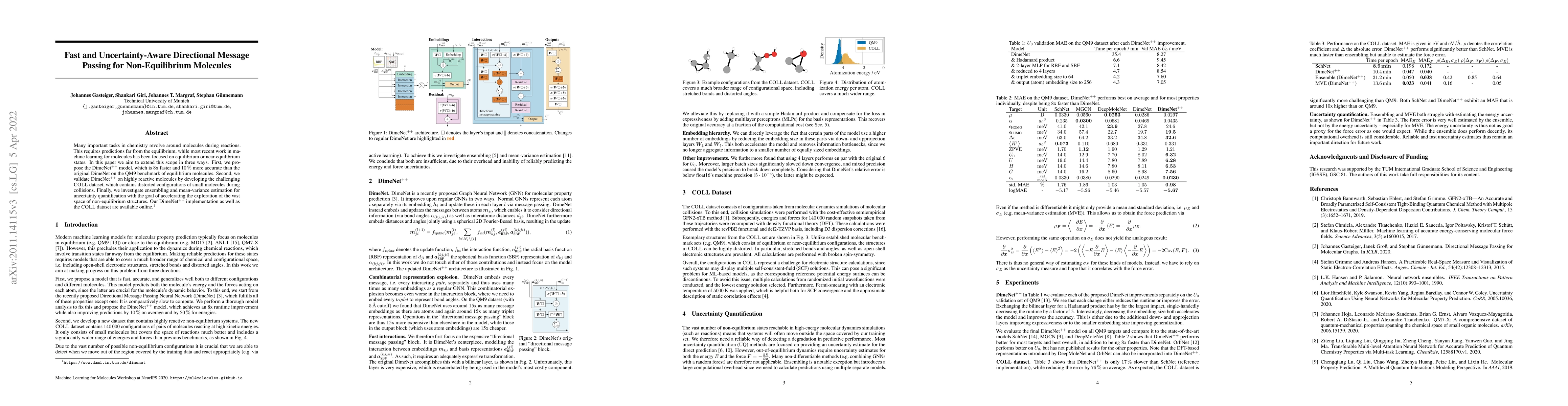 Thumbnail for Fast and Uncertainty-Aware Directional Message Passing for
  Non-Equilibrium Molecules