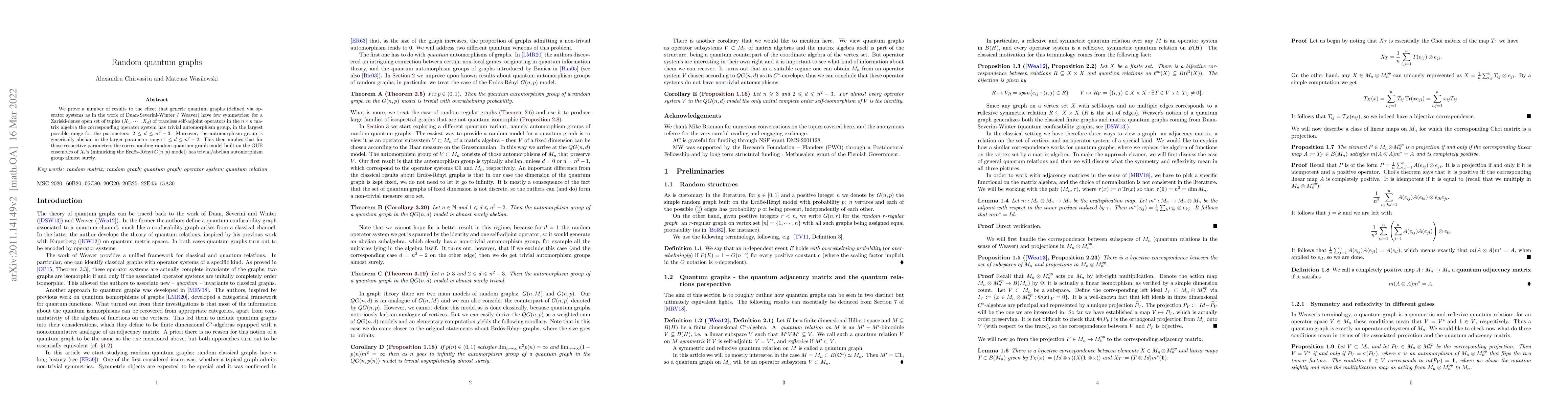 Thumbnail for Random quantum graphs