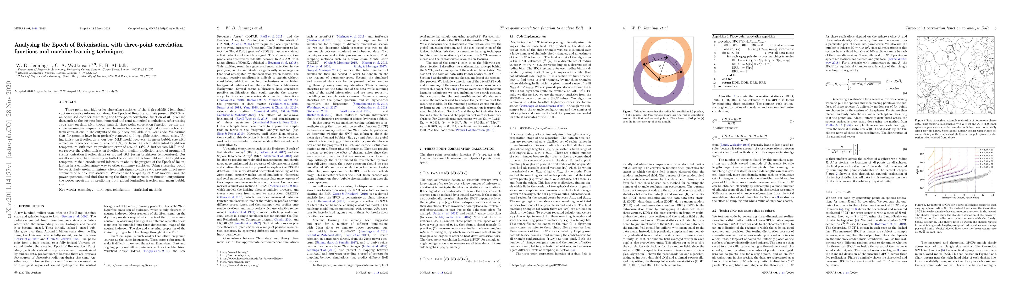Thumbnail for Analysing the Epoch of Reionization with three-point correlation
  functions and machine learning techniques