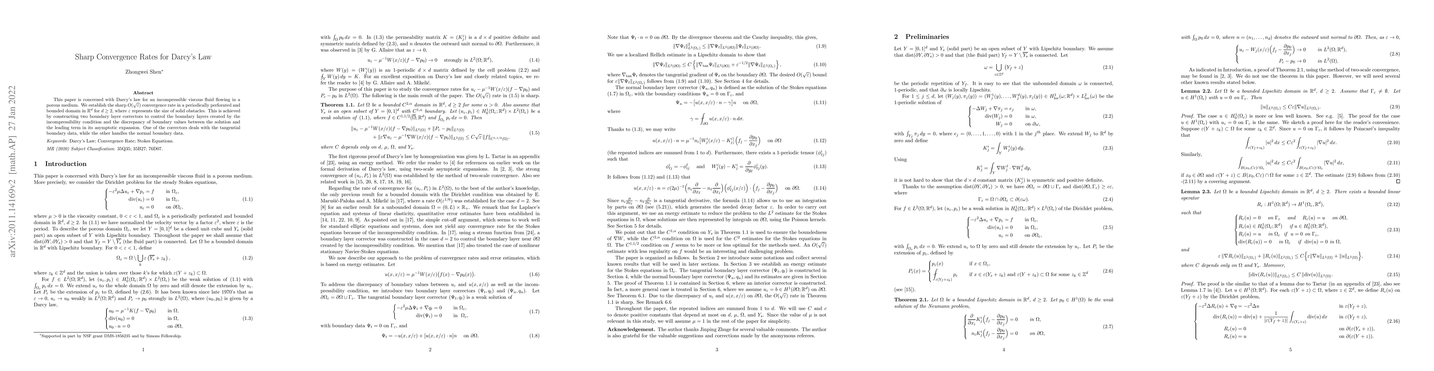Thumbnail for Sharp Convergence Rates for Darcy's Law