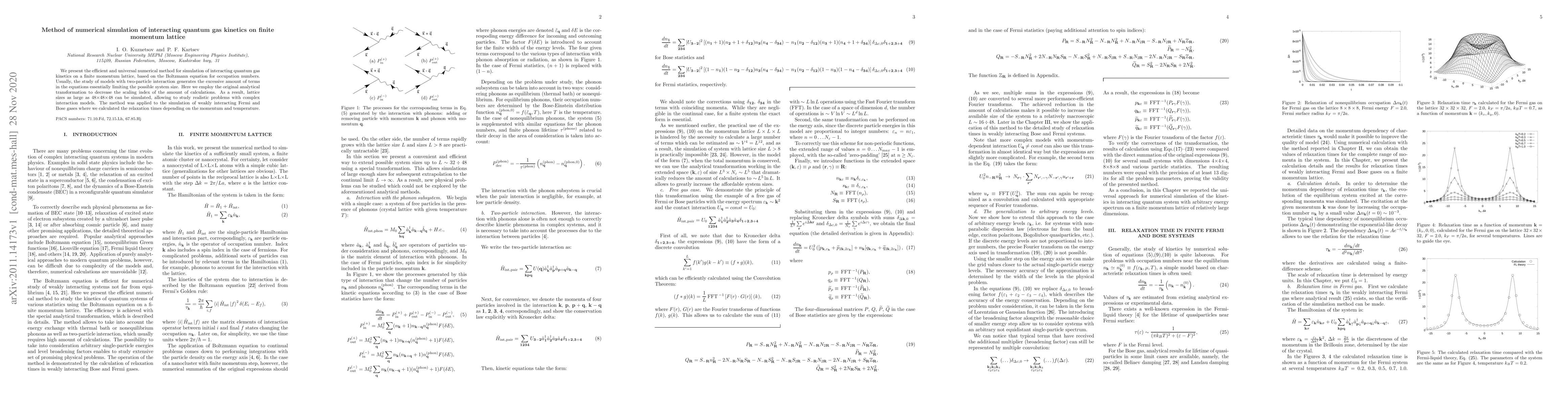 Thumbnail for Method of numerical simulation of interacting quantum gas kinetics on
  finite momentum lattice