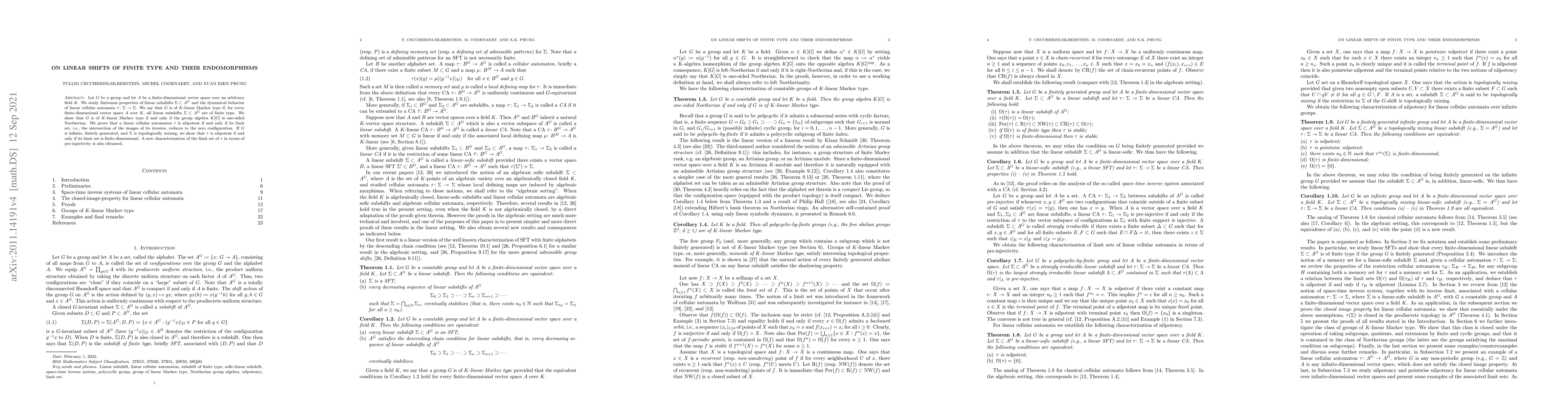 Thumbnail for On linear shifts of finite type and their endomorphisms