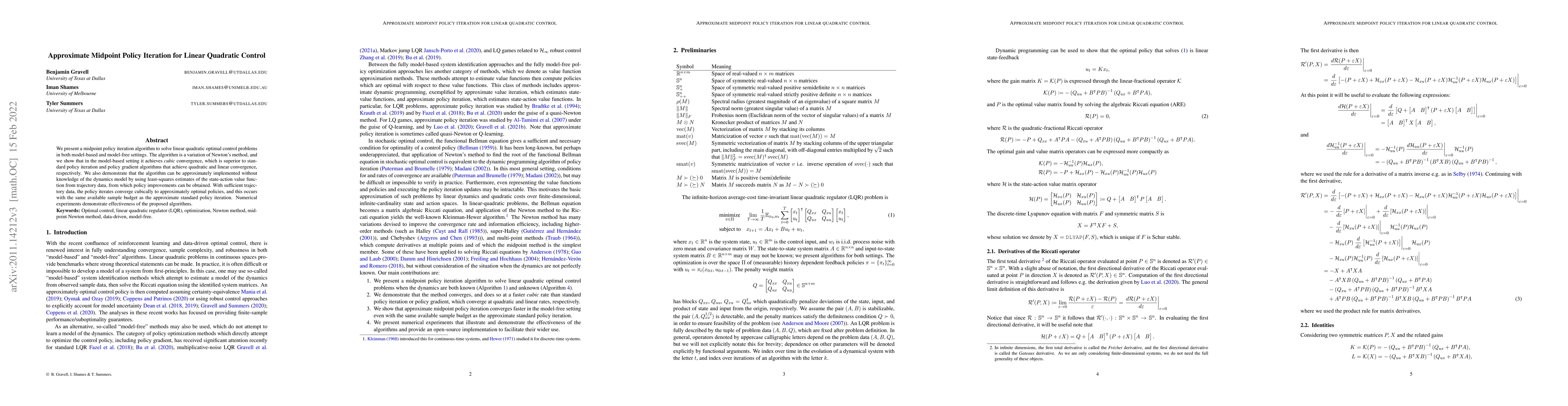 Thumbnail for Approximate Midpoint Policy Iteration for Linear Quadratic Control
