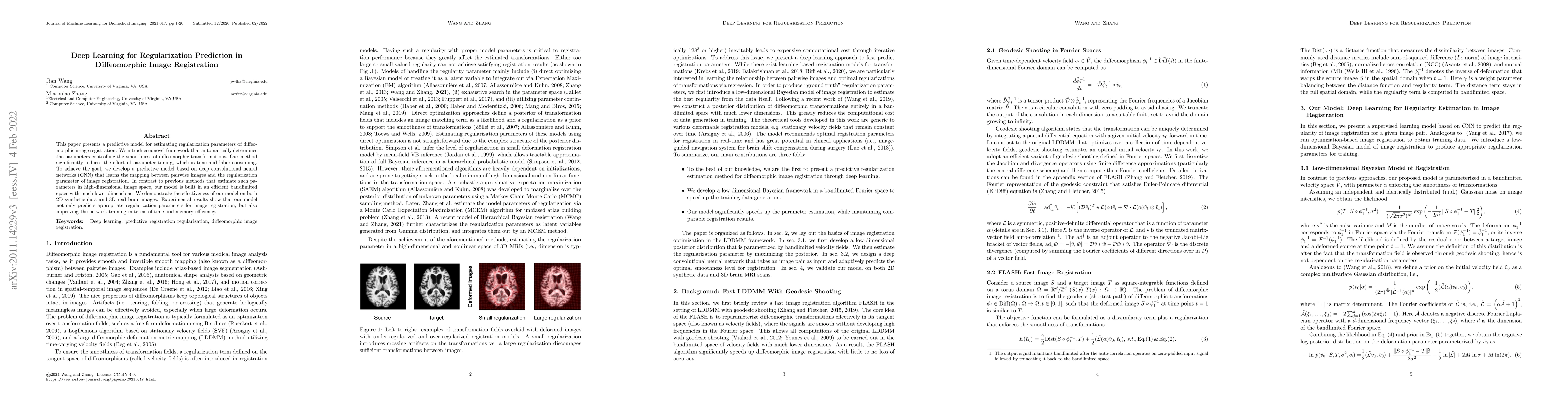 Thumbnail for Deep Learning for Regularization Prediction in Diffeomorphic Image
  Registration