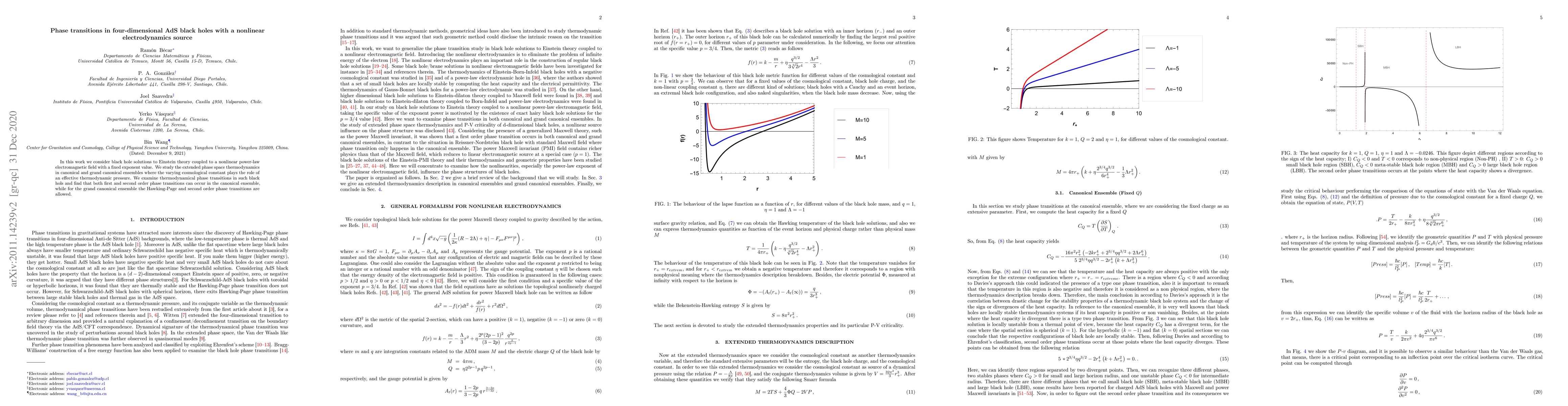 Thumbnail for Phase transitions in four-dimensional AdS black holes with a nonlinear
  electrodynamics source