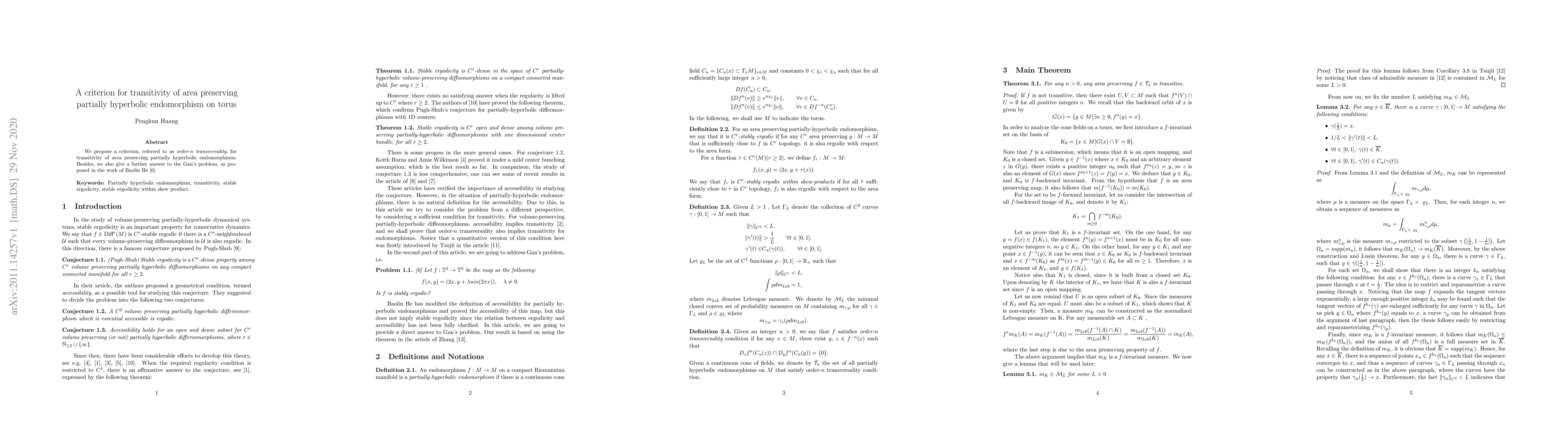 Thumbnail for A criterion for transitivity of area preserving partially hyperbolic
  endomorphism on torus