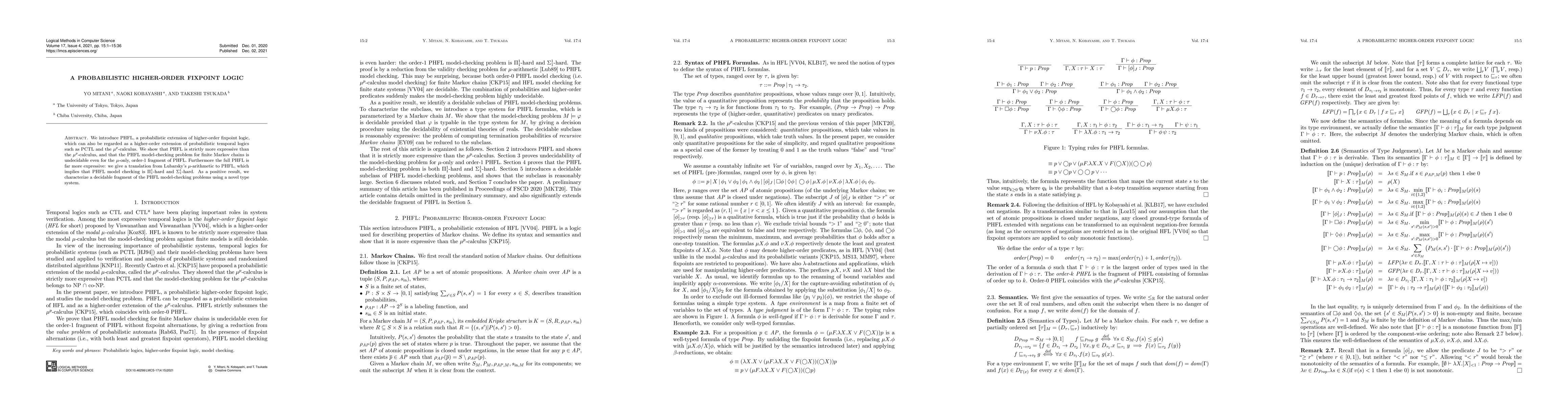 Thumbnail for A Probabilistic Higher-order Fixpoint Logic