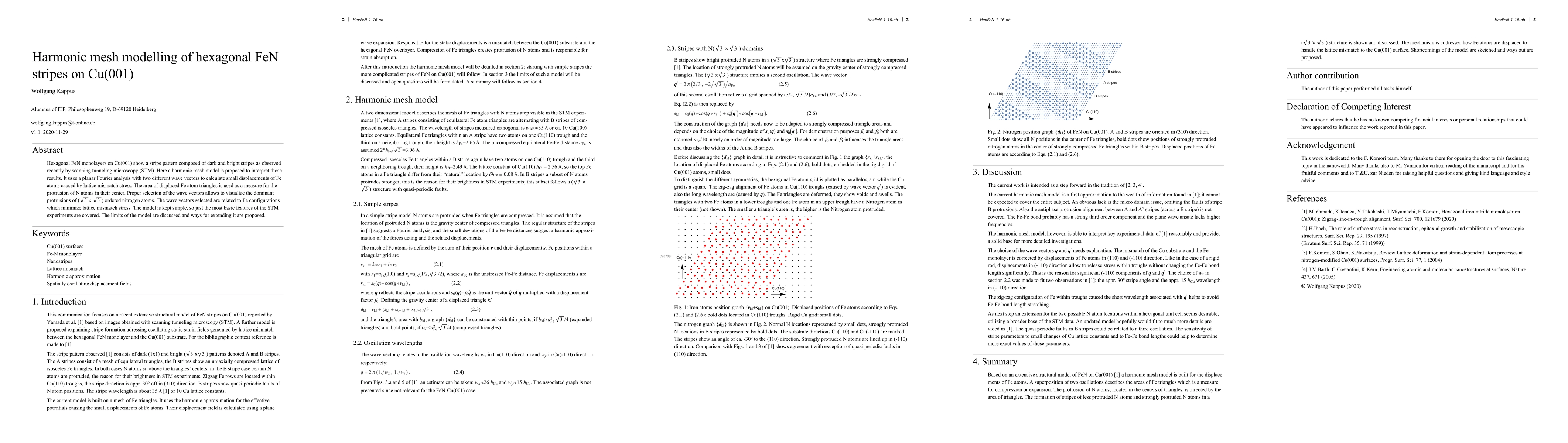 Thumbnail for Harmonic mesh modelling of hexagonal FeN stripes on Cu(001)