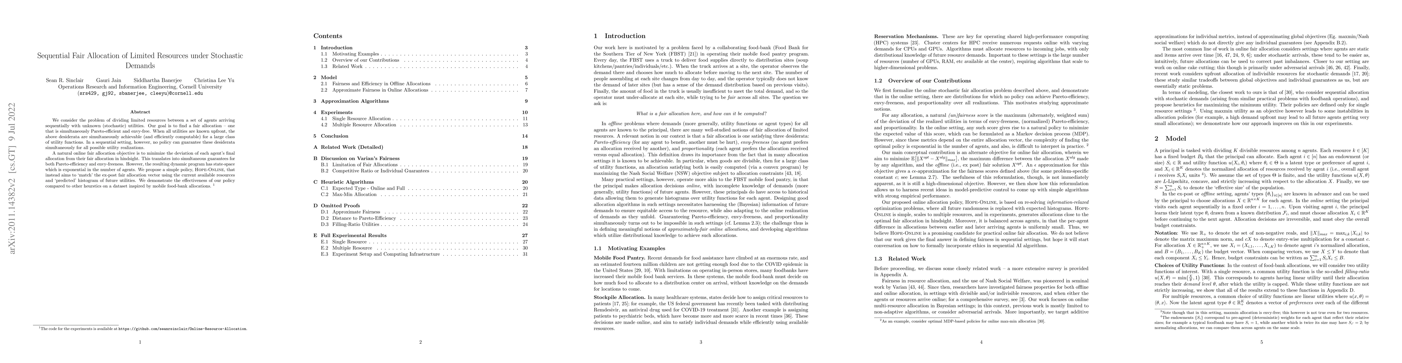 Thumbnail for Sequential Fair Allocation of Limited Resources under Stochastic Demands