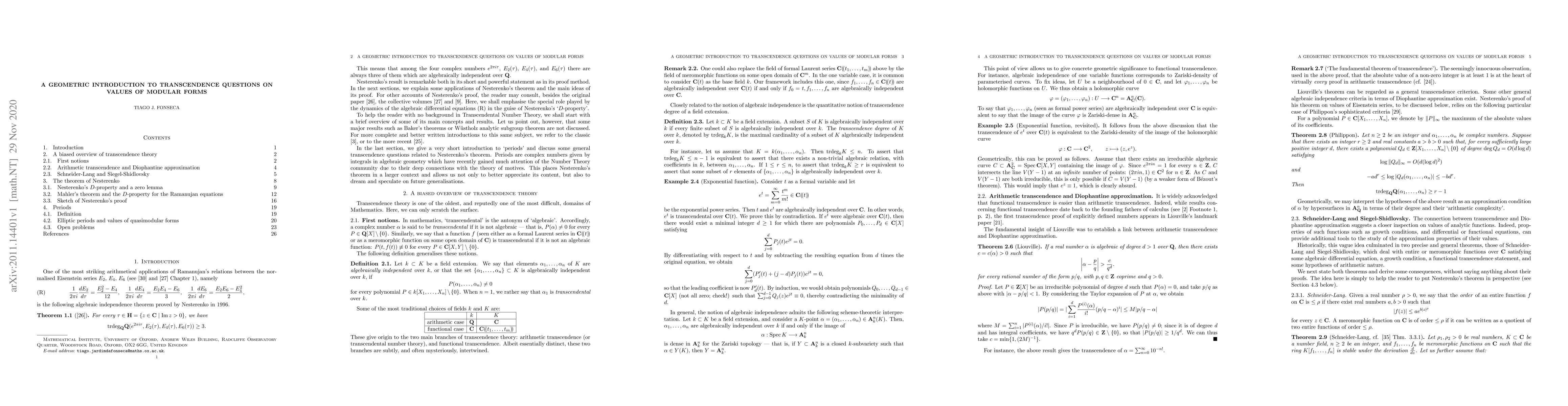 Thumbnail for A geometric introduction to transcendence questions on values of modular
  forms
