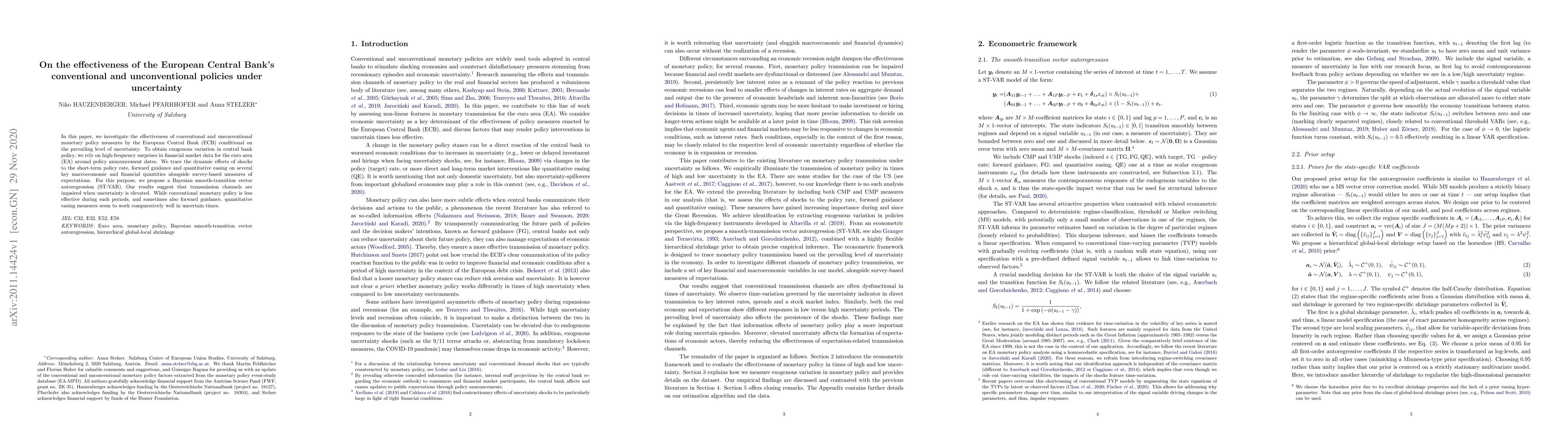 Thumbnail for On the effectiveness of the European Central Bank's conventional and
  unconventional policies under uncertainty