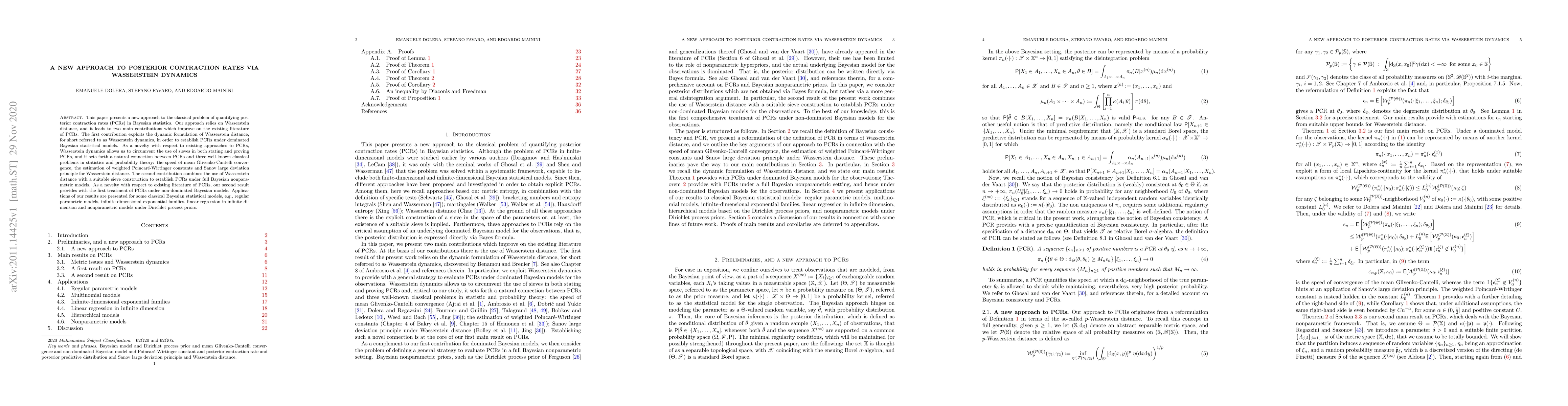 Thumbnail for A new approach to posterior contraction rates via Wasserstein dynamics