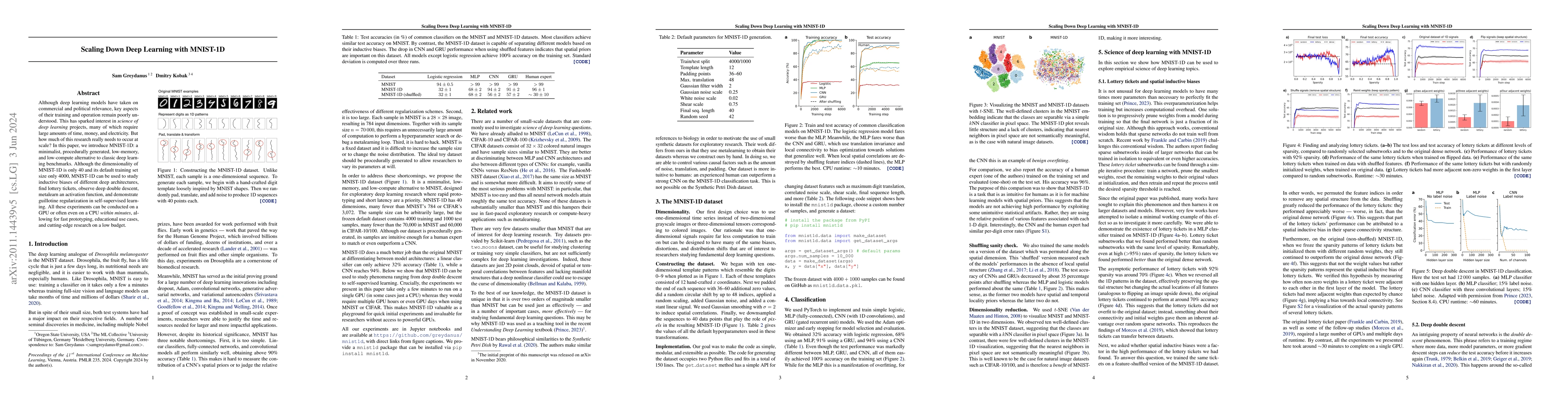Thumbnail for Scaling Down Deep Learning with MNIST-1D