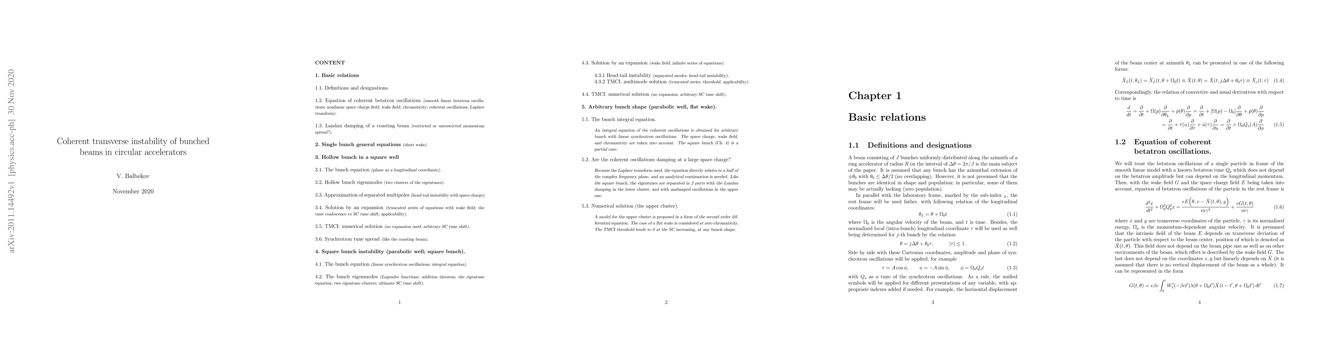 Thumbnail for Coherent transverse instability of bunched beams in circular
  accelerators