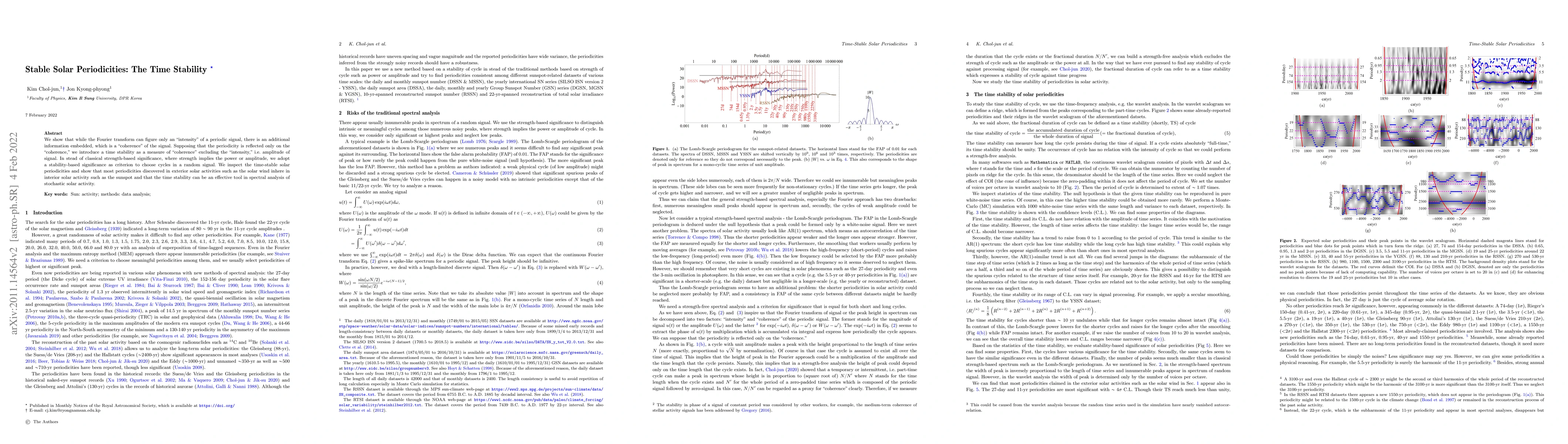Thumbnail for Stable Solar Periodicities: The Time Stability
