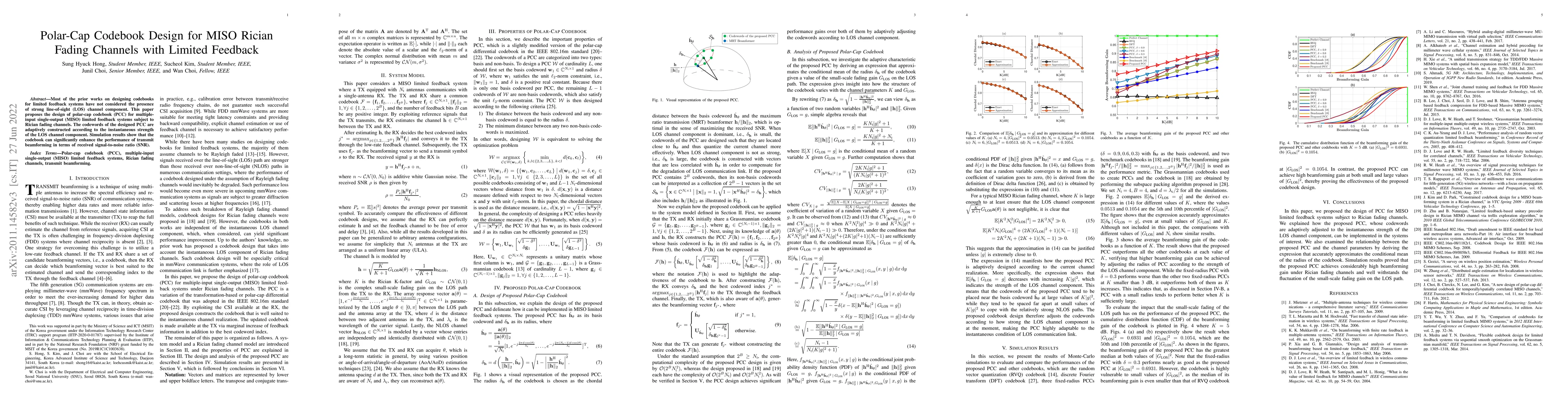 Thumbnail for Polar-Cap Codebook Design for MISO Rician Fading Channels with Limited
  Feedback