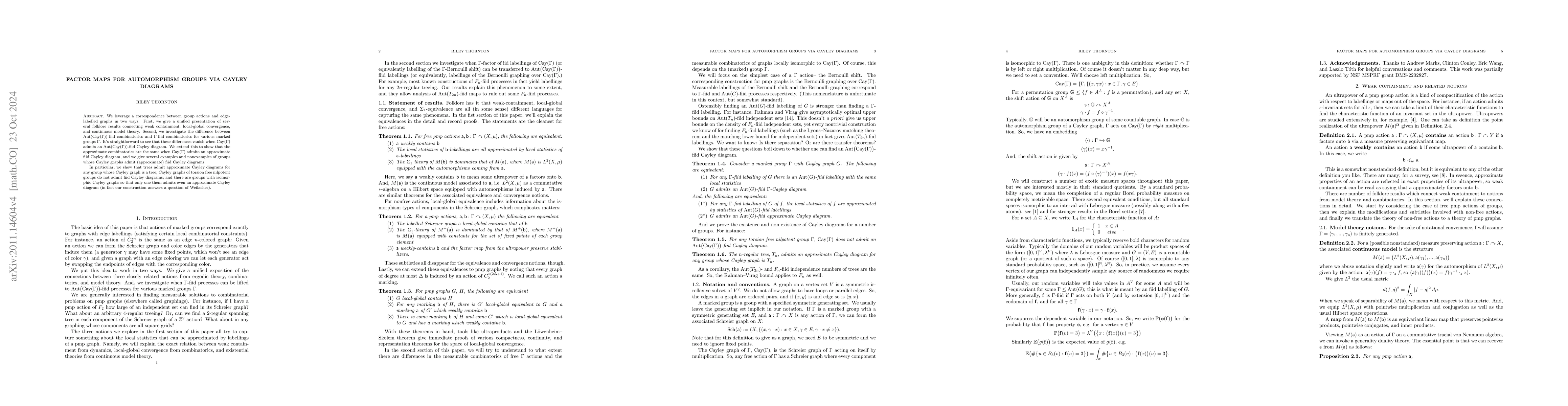 Thumbnail for Factor maps for automorphism groups via Cayley diagrams