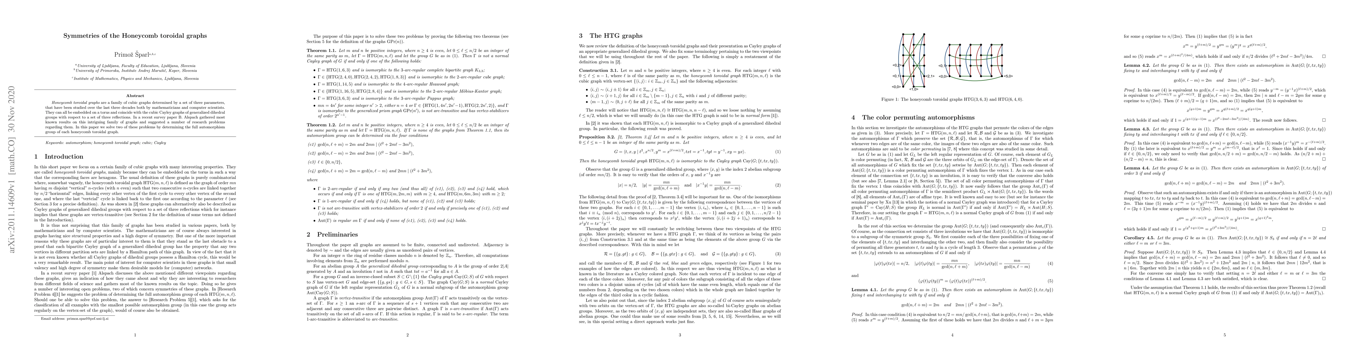 Thumbnail for Symmetries of the Honeycomb toroidal graphs