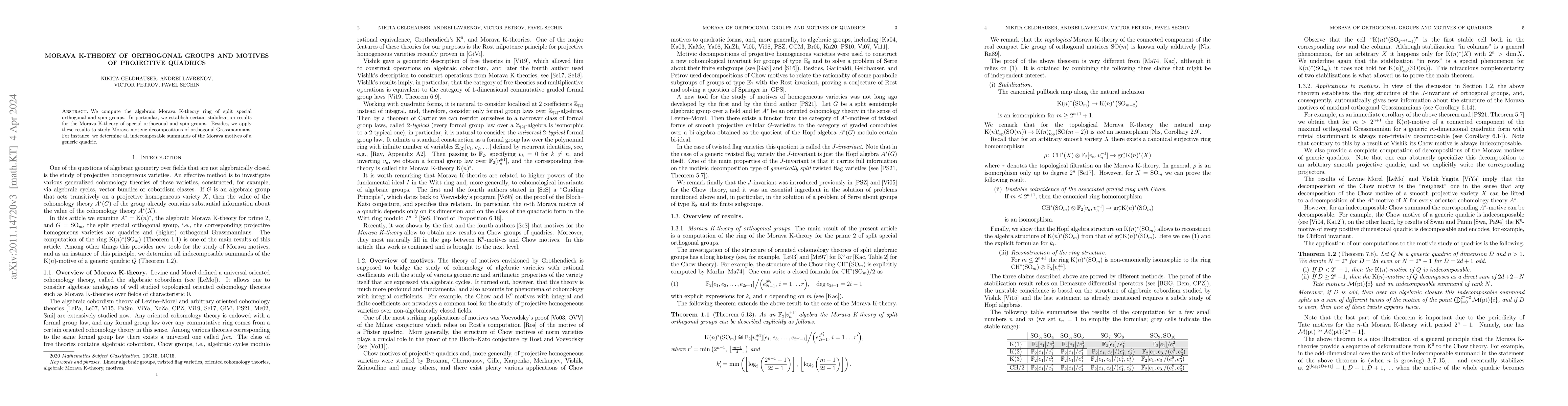 Thumbnail for Morava K-theory of orthogonal groups and motives of projective quadrics