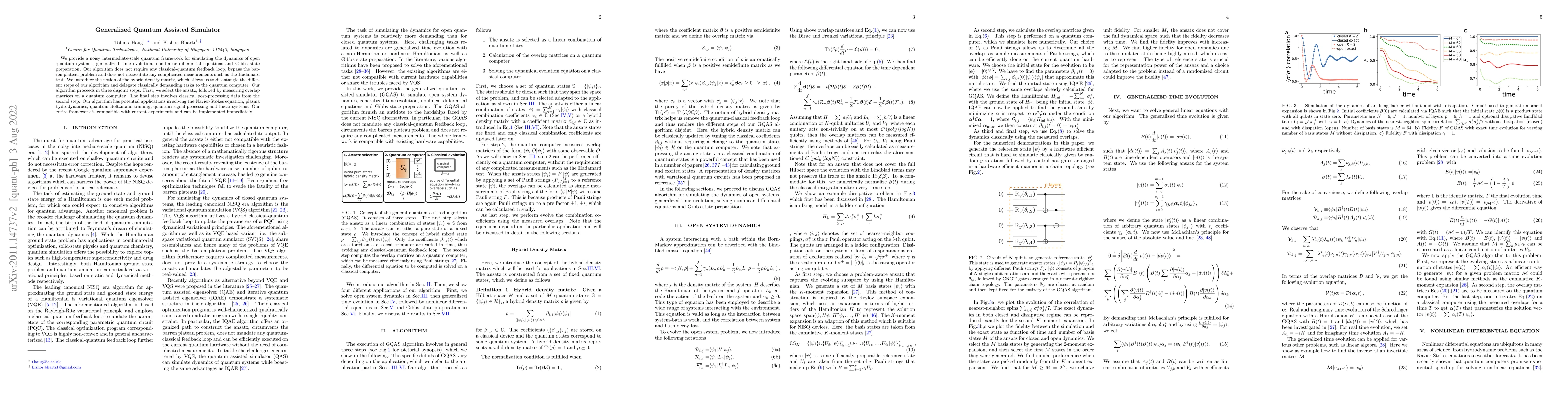 Thumbnail for Generalized Quantum Assisted Simulator